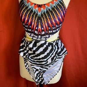 Cut out tribal swim suit xl